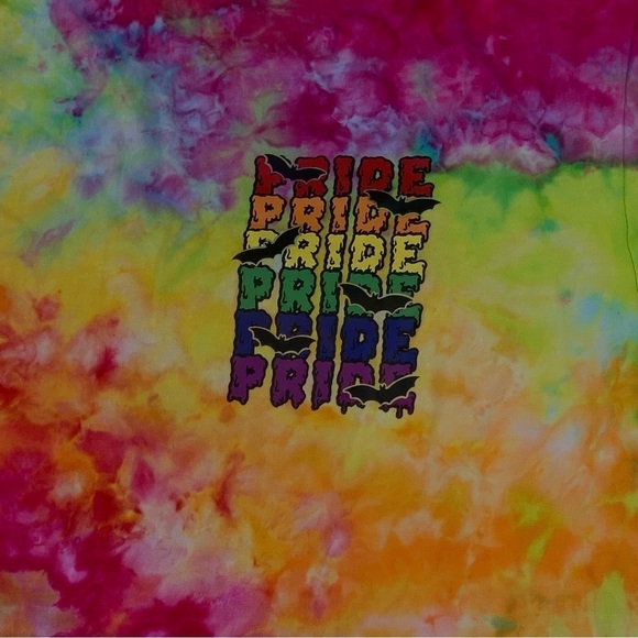 PRIDE tie dye graphic tee shirt pride flag colors Unisex Large - Picture 3 of 8